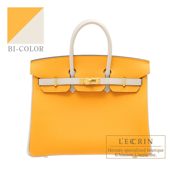 Hermes　Personal Birkin bag 25　Jaune d'or/Craie　Epsom leather　Matt gold hardware
