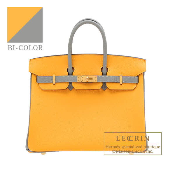 Hermes　Personal Birkin bag 25　Jaune d'or/Gris mouette　Epsom leather　Matt gold hardware