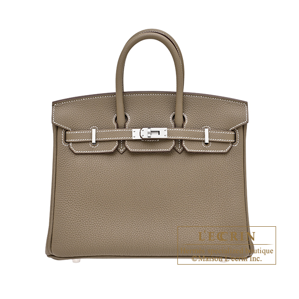 Hermes Birkin bag 25 Etoupe grey Togo leather Matt silver hardware