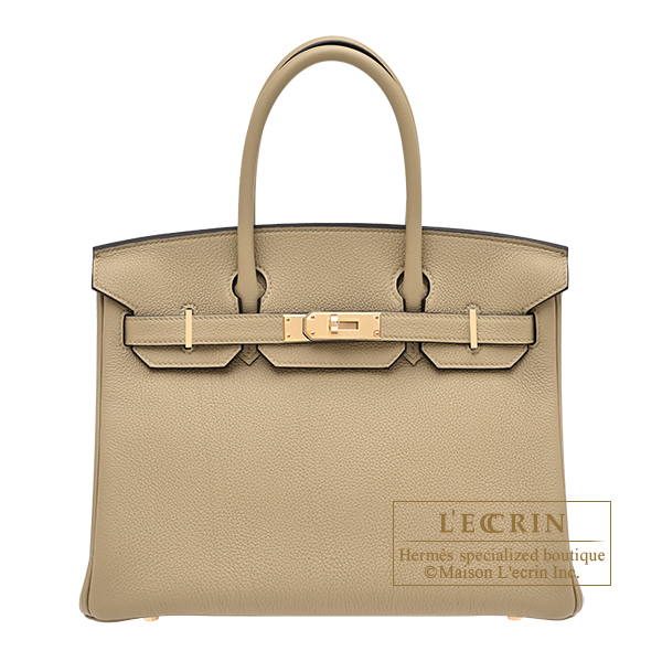 Hermes Birkin bag 30 Poussiere Togo leather Champagne gold hardware