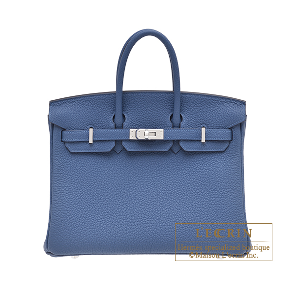 Hermes Birkin bag 25 Blue tie Togo leather Silver hardware