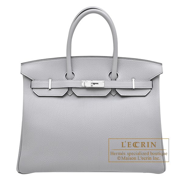 Hermes Birkin bag 35 Gris pantin Togo leather Silver hardware