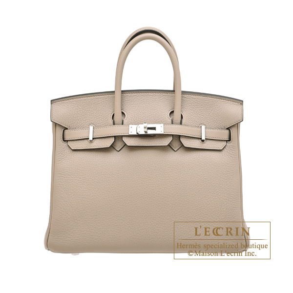 Hermes Birkin bag 25 Gris tourterelle Togo leather Silver hardware