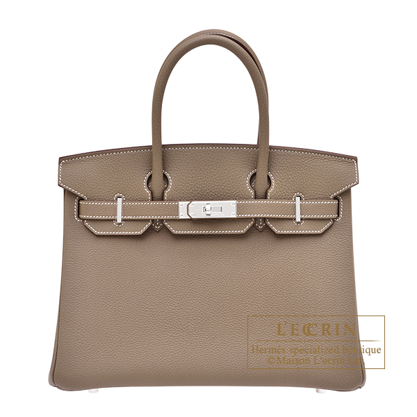 Hermes Birkin bag 30 Etoupe grey Togo leather Silver hardware
