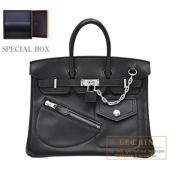Hermes Birkin Rock bag 25 Black Volupto leather Silver hardware
