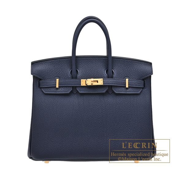 Hermes Birkin bag 25 Blue abysse Togo leather Gold hardware