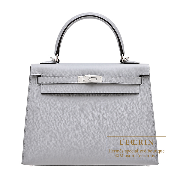 Hermes Kelly bag 25 Sellier Blue glacier Epsom leather Silver hardware