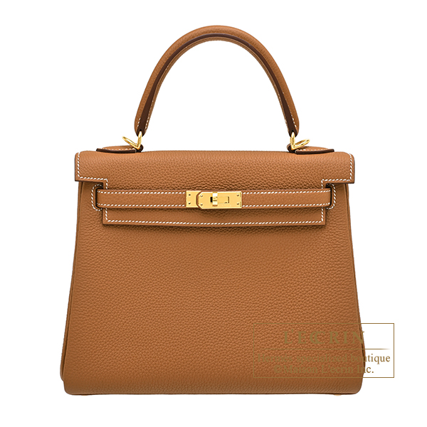 Hermes Kelly bag 25 Retourne Gold Togo leather Gold hardware