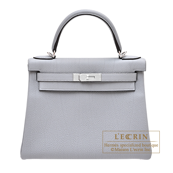 Hermes Kelly bag 28 Retourne Gris pantin Togo leather Silver hardware