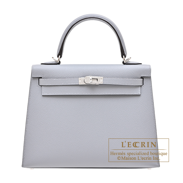 Hermes Kelly bag 25 Sellier Gris pantin Epsom leather Silver hardware