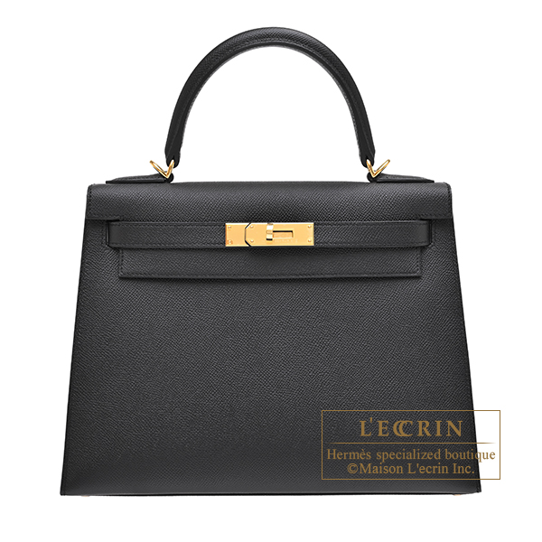 Hermes Kelly bag 28 Sellier Black Epsom leather Gold hardware