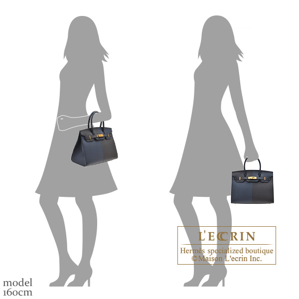 Hermes Birkin 30 Sellier Casaque Noir / Bleu Indigo / Bleu Frida Epsom Bag  Gold Limited Edition