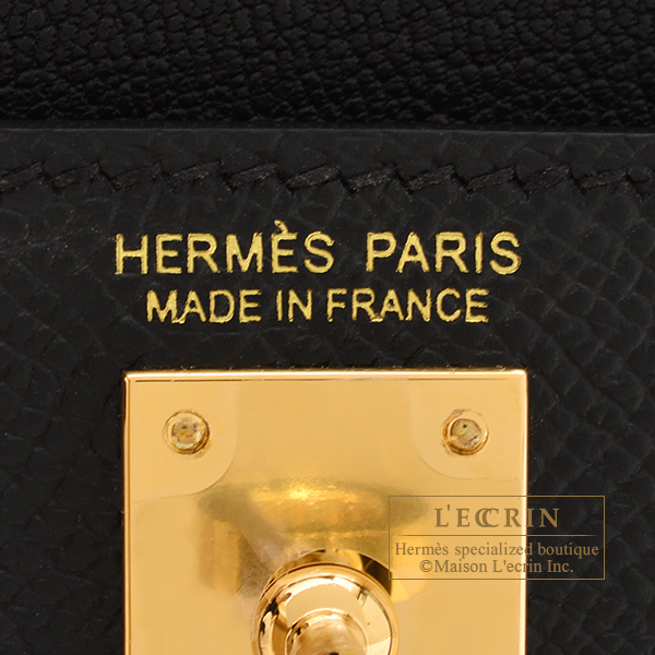 Hermes Kelly en desordre 20 Sellier Black Epsom leather Gold hardware