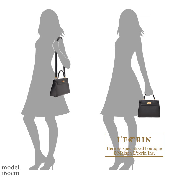 Hermes Personal Kelly bag 25 Sellier Black/ Rose mexico Epsom leather Gold hardware