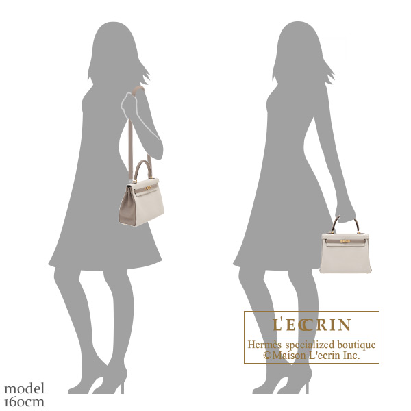 Hermes Personal Kelly bag 25 Retourne Beton/ Gris asphalt Togo leather Champagne gold hardware