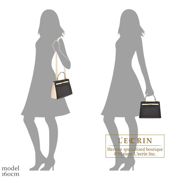 Hermes Personal Kelly bag 25 Sellier Black/Nata Epsom leather Gold hardware Pink stitch