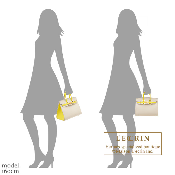 Hermes Personal Birkin Sellier bag 25 Craie/Lime Epsom leather Matt gold hardware