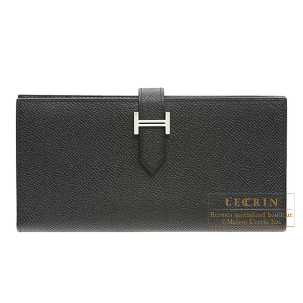 Hermes　Bearn bi-fold wallet　Black　Epsom leather　Silver hardware