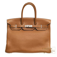 Hermes　Birkin bag 35　Gold　Clemence leather　Silver hardware