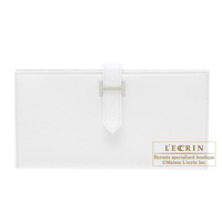 Hermes　Bearn Soufflet　White　Epsom leather　Silver hardware