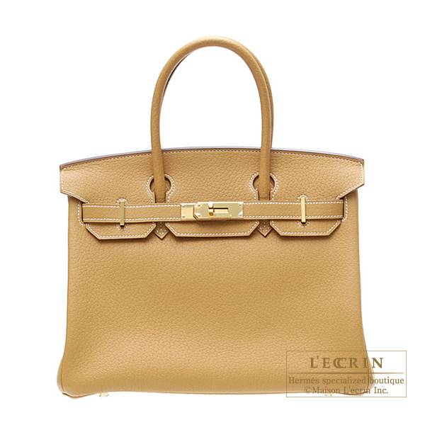 Hermes 30cm Soleil Fjord Leather Gold Plated Birkin Bag - Yoogi's Closet
