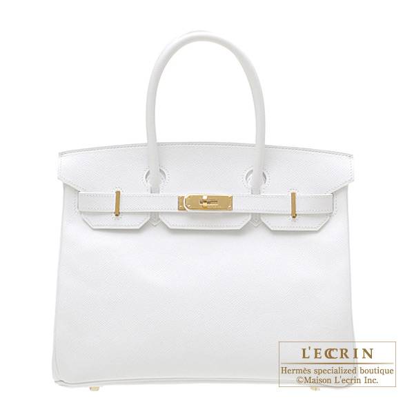 Hermes Birkin Bag 30cm White Epsom Gold Hardware