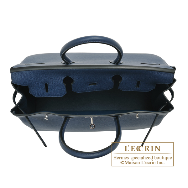 Hermes Birkin bag 35 Blue de presse Togo leather Silver hardware