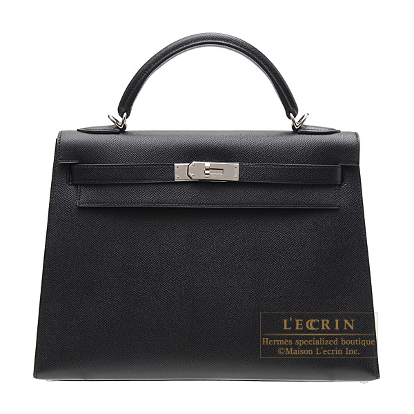 Hermes　Kelly bag 32　Sellier　Black　Epsom leather　Silver hardware