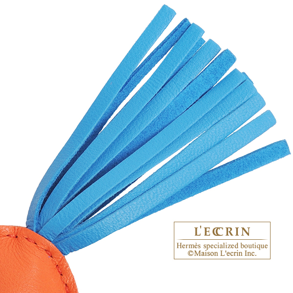 Hermes Rodeo charm PM Orange poppy/ Blue zanzibar Agneau