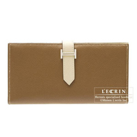Hermes　Bearn Soufflet　Parchemin/Alezan　Epsom leather　Silver hardware