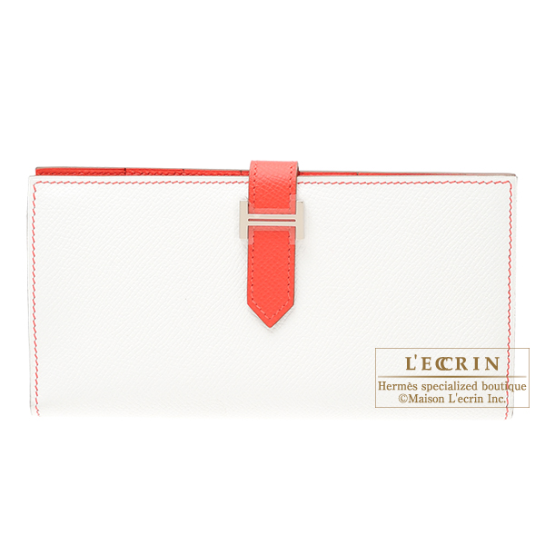 Hermes　Bearn bi-fold wallet　Bi-color　 White/Rose jaipur　Epsom leather　Silver hardware