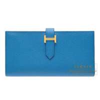 Hermes　Bearn Soufflet　Blue izmir　Epsom leather　Gold hardware