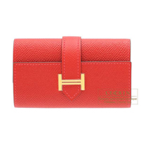 Hermes　Bearn key case/4 key holder　Rouge casaque　Epsom leather　Gold hardware