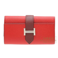 Hermes　Bearn key case/4 key holder　Bi-color　Rouge casaque/Rouge H　Epsom leather　Silver hardware