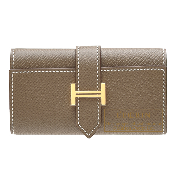 Hermes　Bearn key case/4 key holder　Etoupe grey　Epsom leather　Gold hardware