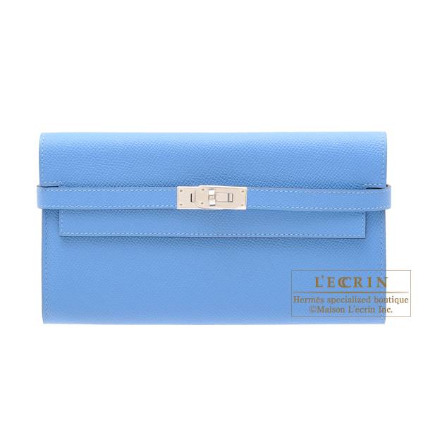 Blue Hermes Epsom Kelly Classic Wallet