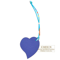 Hermes　Petit H PM　Heart Charm　Blue purple/　Orange　Calf/Silk