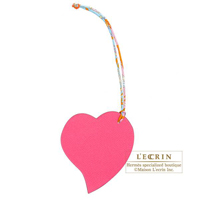 Hermes　Petit H GM　Heart Charm　Shocking pink/Brown　Calf/Silk