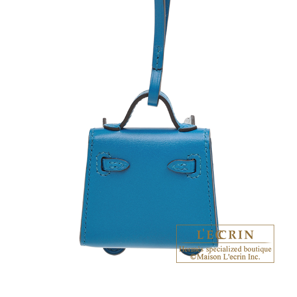 Hermes Kelly bag mini Sellier Blue brume Chevre myzore goatskin