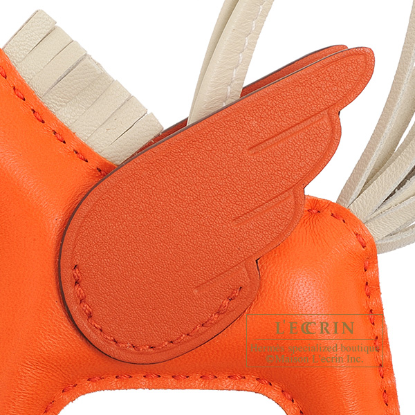 Hermes Rodeo charm Pegasus PM Orange poppy/Craie/Terre battue Agneau/Swift  leather