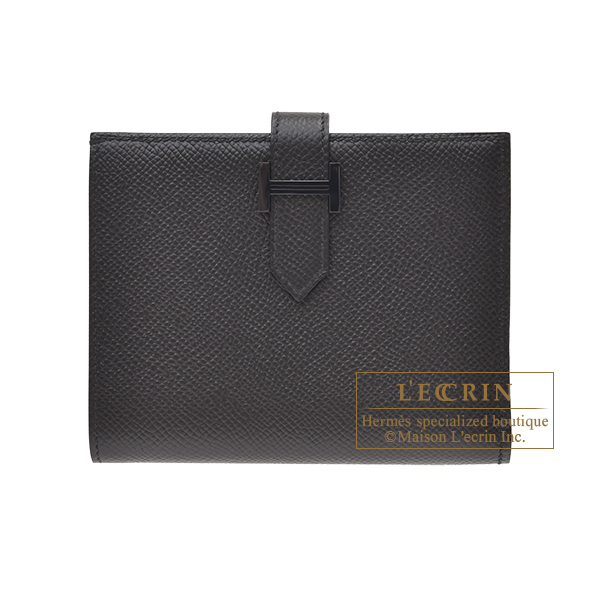 Hermes　Bearn Compact Monochrome　So-black　Black　Epsom leather　Black hardware