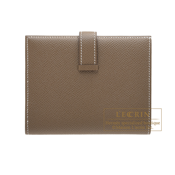 Hermes Calvi Duo Compact card holder Epsom Etoupe, Luxury, Bags & Wallets  on Carousell