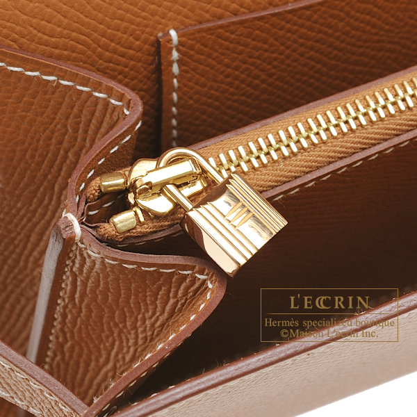 Hermes 40cm Gold Epsom Leather Gold Hardware Kelly Bag - Yoogi's Closet