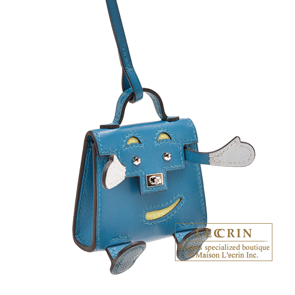 Hermès Kelly Quelle Idole Bag Charm In Bleu Izmir, Jaune Bourgeon