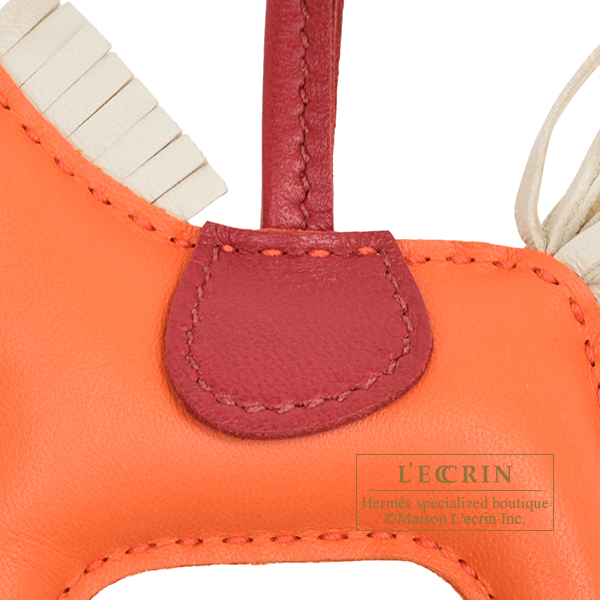 Hermes Orange Poppy/Craie/Terre Battue Grigri Horse Rodeo Bag