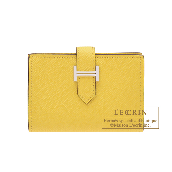 Hermes　Bearn Mini wallet　Jaune de naples　Epsom leather　Silver hardware