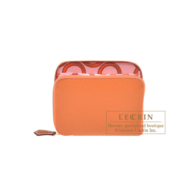 Hermes　Azap　Silk In Compact　Orange/　Rose pale　Epsom leather/　Silk　Silver hardware