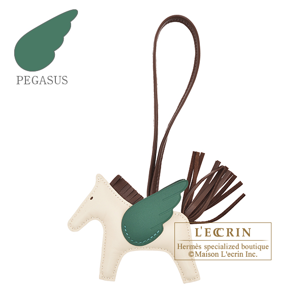 Hermes　Rodeo charm Pegasus PM　Craie/Chocolat/Vert moyen　Agneau/Swift leather