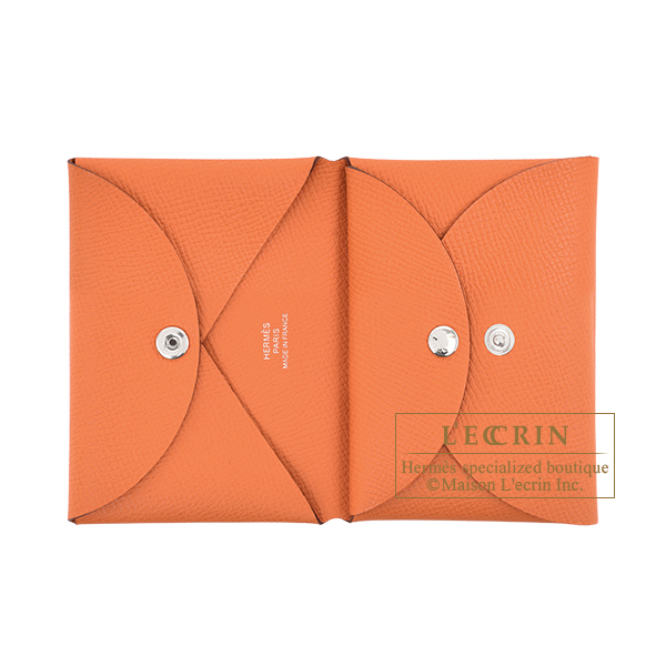 Hermes　Calvi Duo　Orange　Epsom leather　Silver hardware