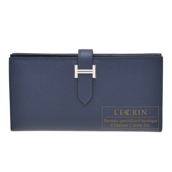 Hermes　Bearn Soufflet　Blue navy　Epsom leather　Silver hardware